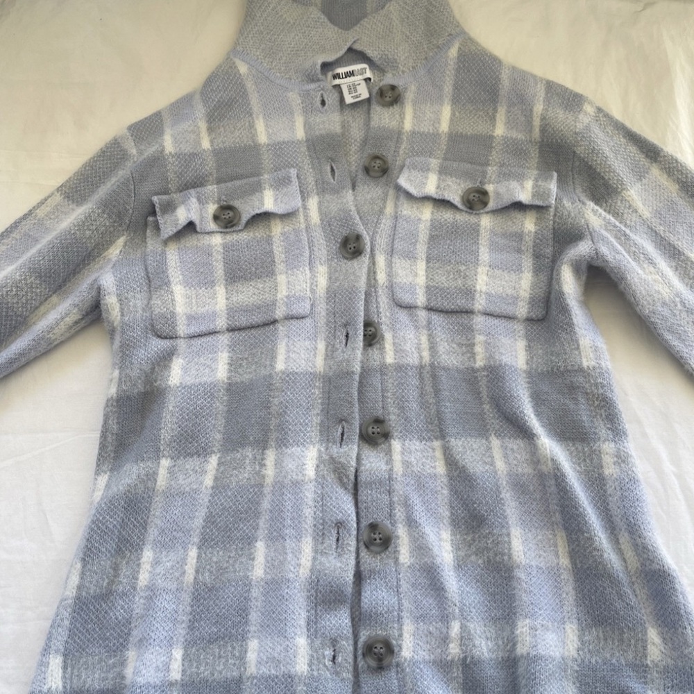 William Rast Blue and White Cardigan Sweater